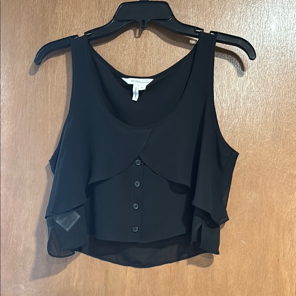 BCBGeneration Black Sleeveless Crop Top